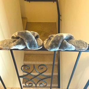 Grey Fuzzy Slippers